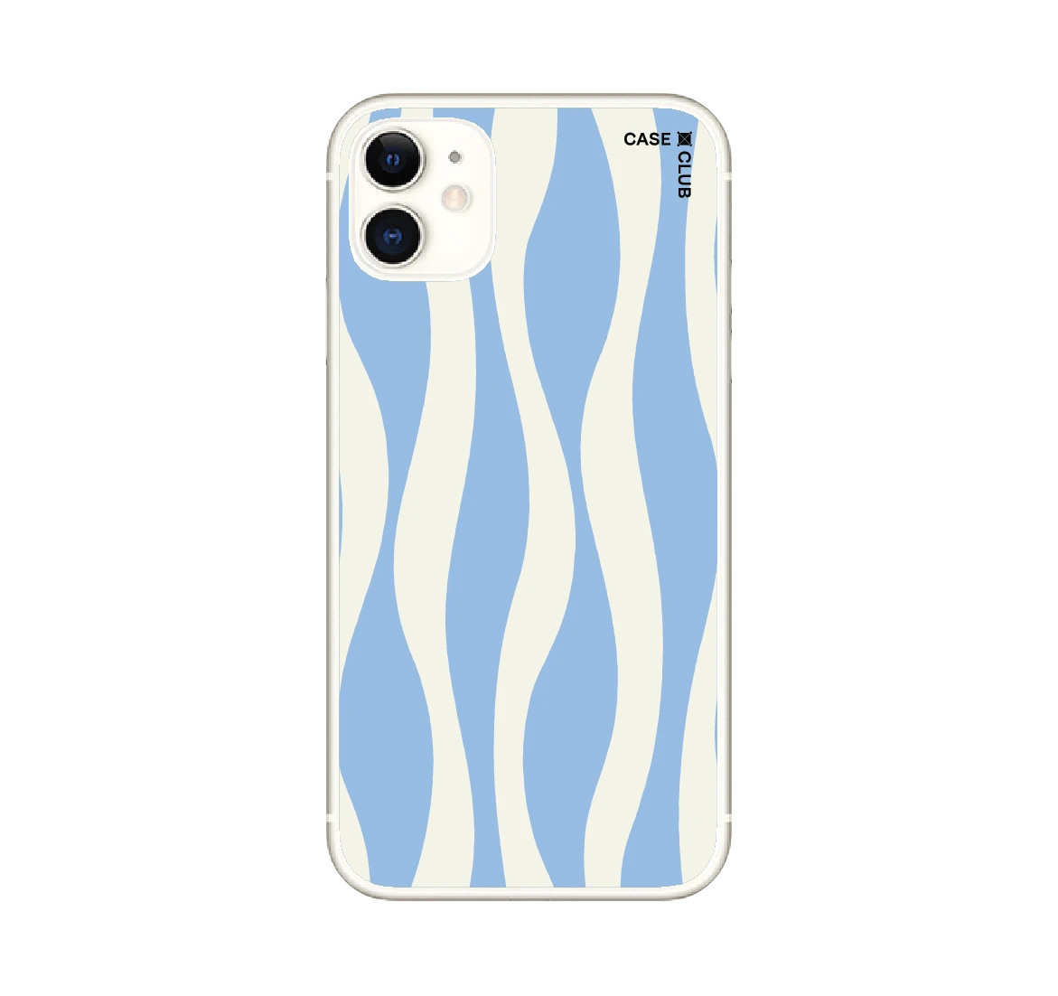 iphone 11 clear case white & blue wavy pattern